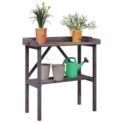 Masă de plante cu raft, gri, 78x38x82,5 cm, lemn masiv de brad GartenMobel Dekor