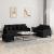 Set de canapele cu perne, 3 piese, negru, textil GartenMobel Dekor