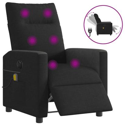 Fotoliu electric de masaj rabatabil, negru, textil GartenMobel Dekor