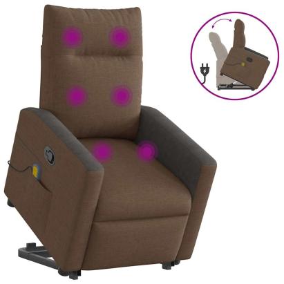 Fotoliu de masaj rabatabil cu ridicare, maro, textil GartenMobel Dekor