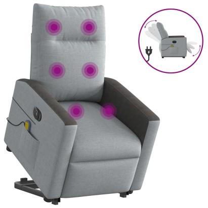 Fotoliu electric masaj rabatabil cu ridicare, gri închis textil GartenMobel Dekor