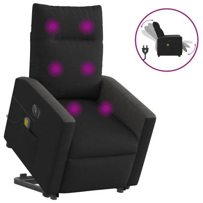 Fotoliu electric de masaj rabatabil cu ridicare, negru, textil GartenMobel Dekor