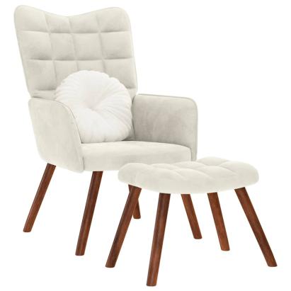 Scaun de relaxare cu scaun catifea crem GartenMobel Dekor