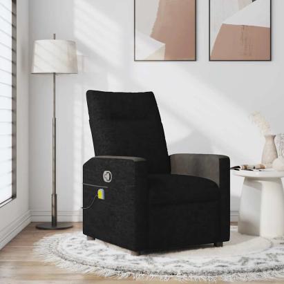 Fotoliu de masaj rabatabil, negru, material textil GartenMobel Dekor