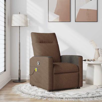 Fotoliu de masaj rabatabil, maro, material textil GartenMobel Dekor