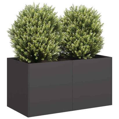 Jardinier negru 80x40x40 cm Oțel laminat la rece GartenMobel Dekor