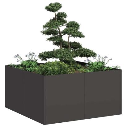 Jardinier negru 80x80x40 cm Oțel laminat la rece GartenMobel Dekor