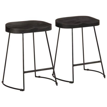 Scaune de bar 2 buc Negru 46x38x52 cm lemn masiv de mango GartenMobel Dekor