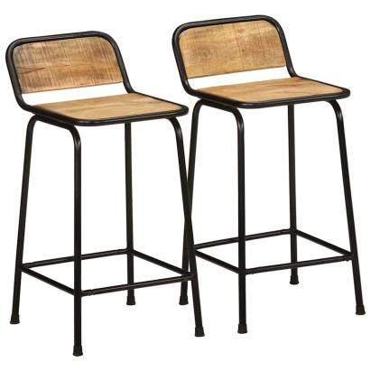 Scaune de bar 2 buc 46x35,5x80 cm Lemn masiv Mango brut GartenMobel Dekor