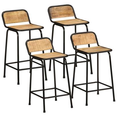 Scaune de bar 4 buc 46x35,5x80 cm Lemn masiv Mango brut GartenMobel Dekor