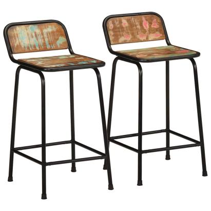 Scaune de bar 2 buc 46x35,5x80 cm lemn masiv recuperat GartenMobel Dekor