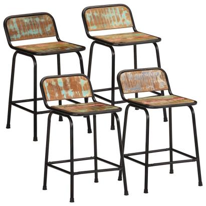 Scaune de bar 4 buc 46x35,5x70 cm lemn masiv recuperat GartenMobel Dekor