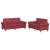 Set de canapele cu perne, 2 piese, roșu vin, piele ecologică GartenMobel Dekor