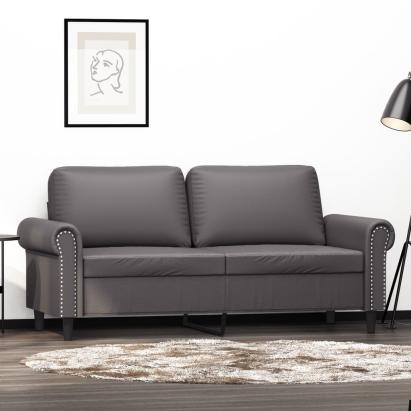Canapea cu 2 locuri, gri, 140 cm, piele ecologică GartenMobel Dekor