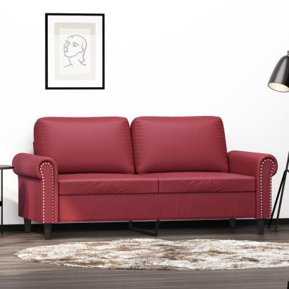 Canapea cu 2 locuri, roșu vin, 140 cm, piele ecologică GartenMobel Dekor