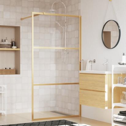 Paravan de duș walk-in auriu 115x195 cm sticlă ESG transparentă GartenMobel Dekor