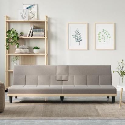 Canapea extensibilă cu suporturi de pahare, gri taupe, textil GartenMobel Dekor