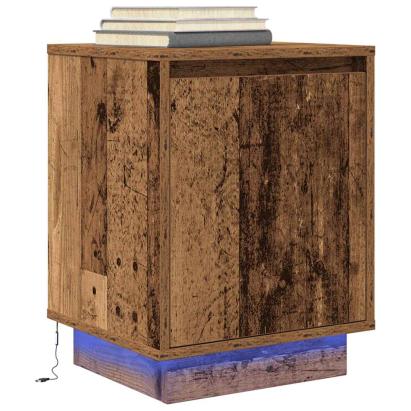 Noptiera cu lumini LED Lemn vechi 38x34x50 cm GartenMobel Dekor