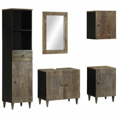 Set mobilier de baie, 5 piese, lemn masiv de mango GartenMobel Dekor