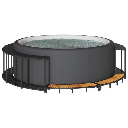 Înconjur pentru cadă hidromasaj cu depozitare și treaptă negru GartenMobel Dekor