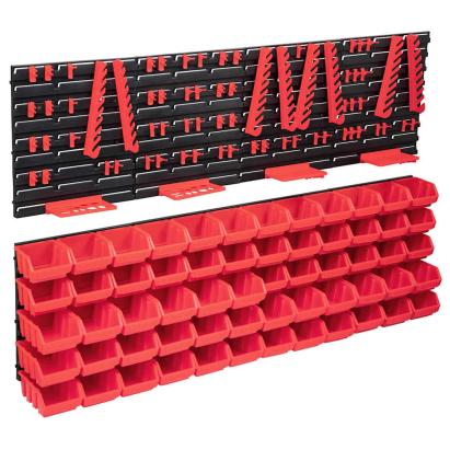 Set cutii depozitare 136 piese cu panouri de perete, roșu&negru GartenMobel Dekor
