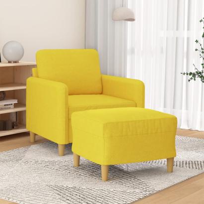 Fotoliu canapea cu taburet, galben deschis, 60 cm, textil GartenMobel Dekor