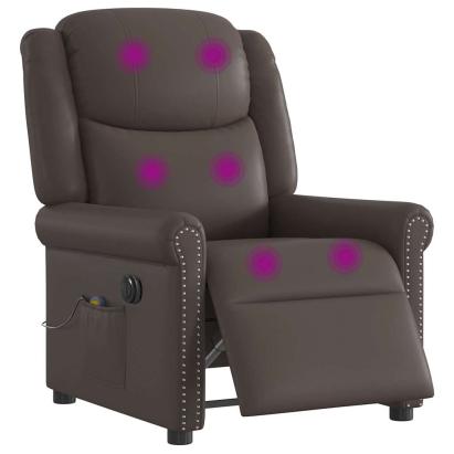 Scaun electric pentru masaj pentru relaxare maro strălucitoare GartenMobel Dekor
