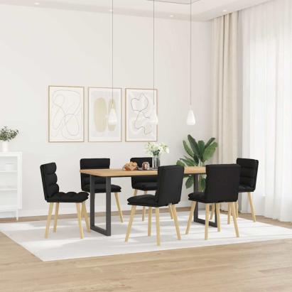 Scaune de sufragerie 6 buc. negru material textil GartenMobel Dekor
