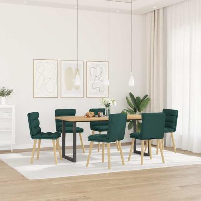 Scaune de bucătărie, 6 buc., verde închis, material textil GartenMobel Dekor