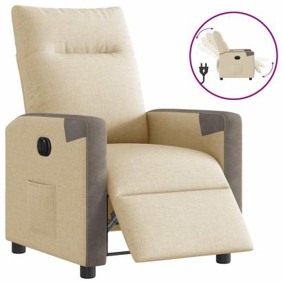 Fotoliu rabatabil electric, crem, material textil GartenMobel Dekor