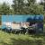 Paravan de camping, albastru, 344x120 cm, impermeabil GartenMobel Dekor