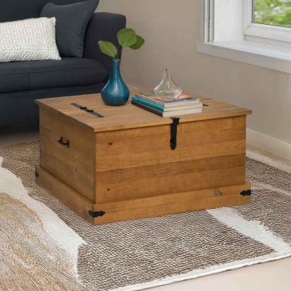 Cufă de depozitare HALDEN 91x91x47 cm din lemn masiv de pin GartenMobel Dekor