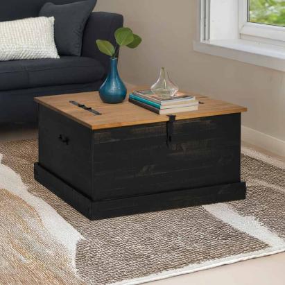 Cufă de depozitare HALDEN Negru 91x91x47 cm Lemn masiv de pin GartenMobel Dekor