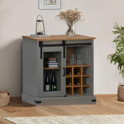 Comodă HALDEN cu uşă glisantă gri 80x40x80 cm lemn masiv GartenMobel Dekor