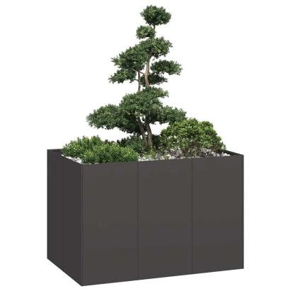 Jardinier negru 120x80x80 cm Oțel GartenMobel Dekor