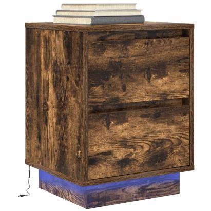 Noptiera cu lumini LED Stejar afumat 38x34x50 cm GartenMobel Dekor