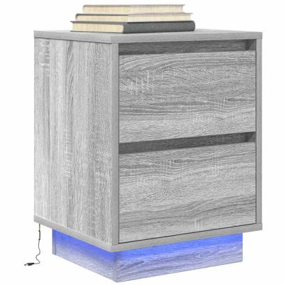 Noptiera cu lumini LED Gri Sonoma 38x34x50 cm GartenMobel Dekor