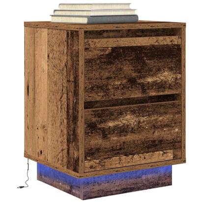 Noptiera cu lumini LED Lemn vechi 38x34x50 cm GartenMobel Dekor
