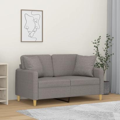 Canapea cu 2 locuri cu pernuțe, gri taupe, 120 cm, textil GartenMobel Dekor