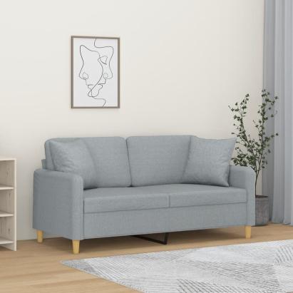 Canapea cu 2 locuri cu pernuțe, gri deschis, 140 cm, textil GartenMobel Dekor