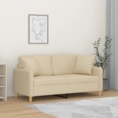 Canapea cu 2 locuri cu pernuțe, crem, 140 cm, textil GartenMobel Dekor