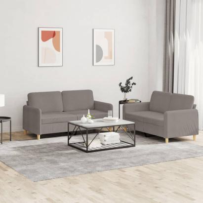 Set de canapea cu perne, 2 piese, gri taupe, material textil GartenMobel Dekor