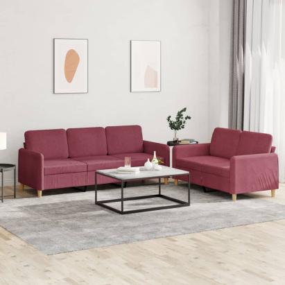 Set canapea cu perne, 2 piese, roșu vin, material textil GartenMobel Dekor