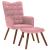 Scaun de relaxare cu taburet, roz, catifea GartenMobel Dekor