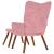 Scaun de relaxare cu taburet, roz, catifea GartenMobel Dekor