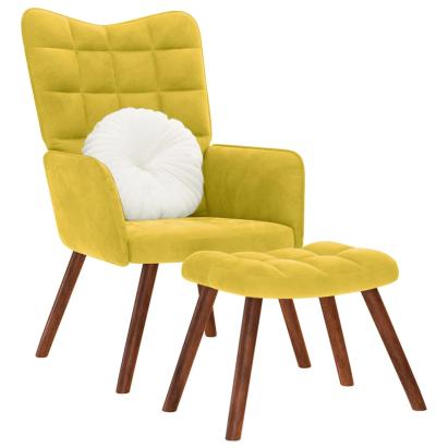 Scaun de relaxare cu scaun catifea galbenă GartenMobel Dekor