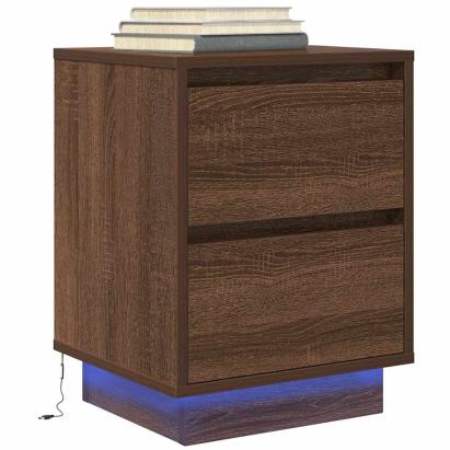 Noptiera cu lumini LED Stejar maro 38x34x50 cm GartenMobel Dekor