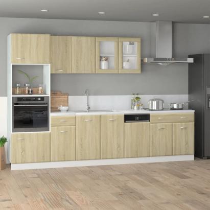 Set dulapuri de bucătărie 7 piese stejar sonoma, lemn prelucrat GartenMobel Dekor