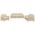 Set de canapele cu perne, 3 piese, crem, textil GartenMobel Dekor