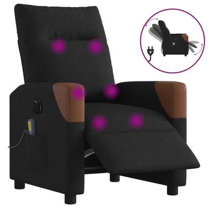 Fotoliu electric de masaj rabatabil, negru, textil GartenMobel Dekor